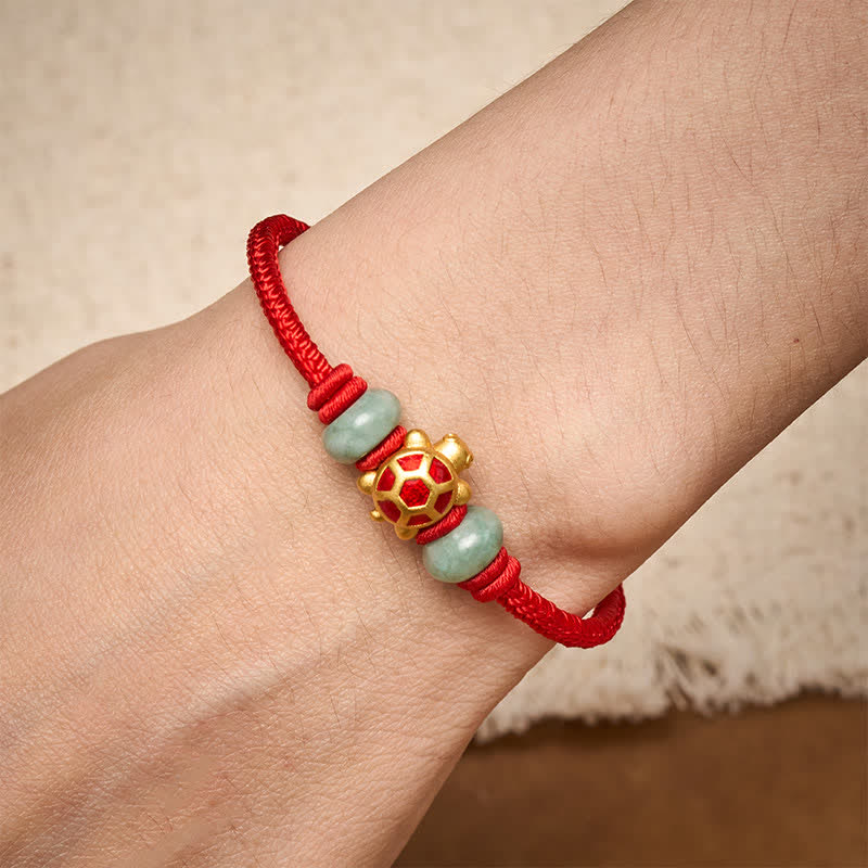 Turtle Copper Red String Hand-Woven Prosperity Bracelet
