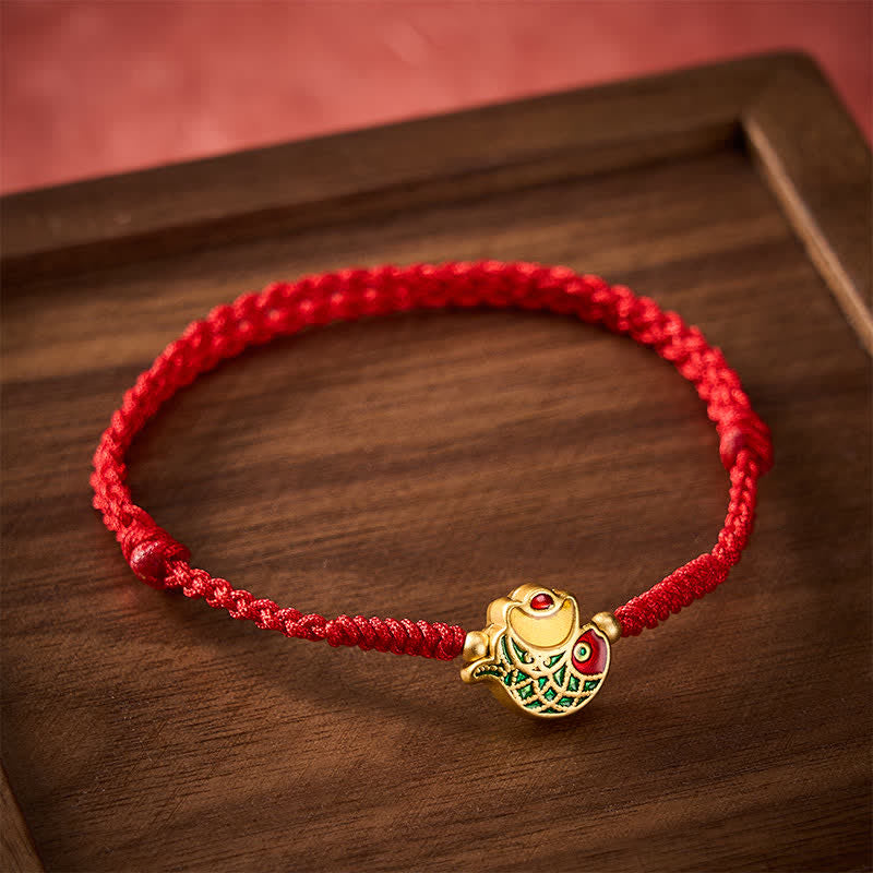 Hand-Woven Ingot Koi Fish Luck Red Rope Bracelet