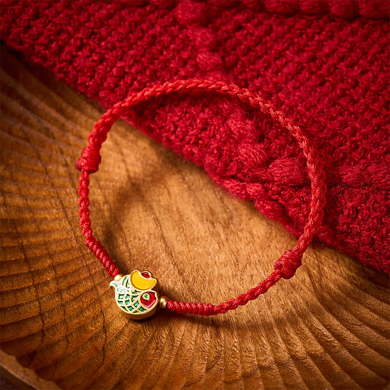 Hand-Woven Ingot Koi Fish Luck Red Rope Bracelet