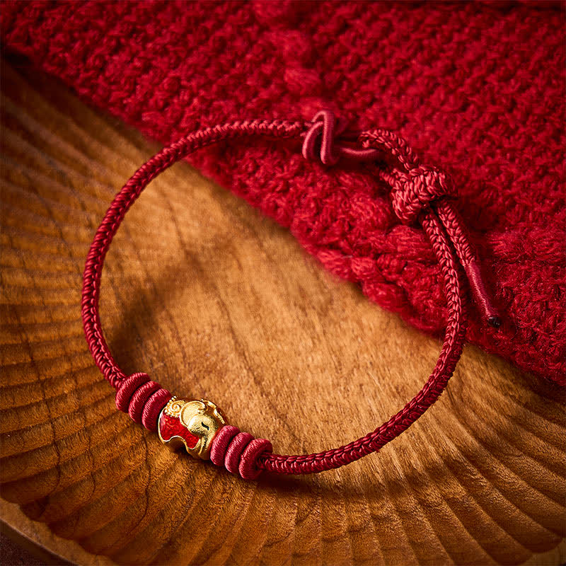 Red Elephant Red String Lucky Protection Bracelet