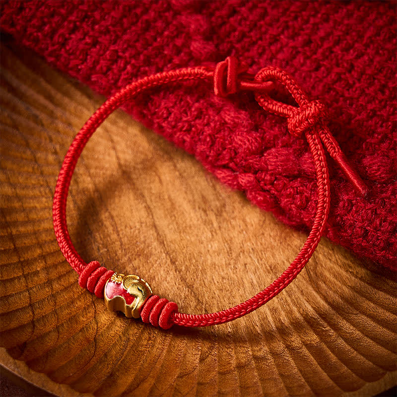 Red Elephant Red String Lucky Protection Bracelet