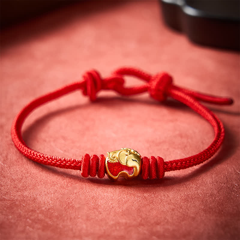 Red Elephant Red String Lucky Protection Bracelet
