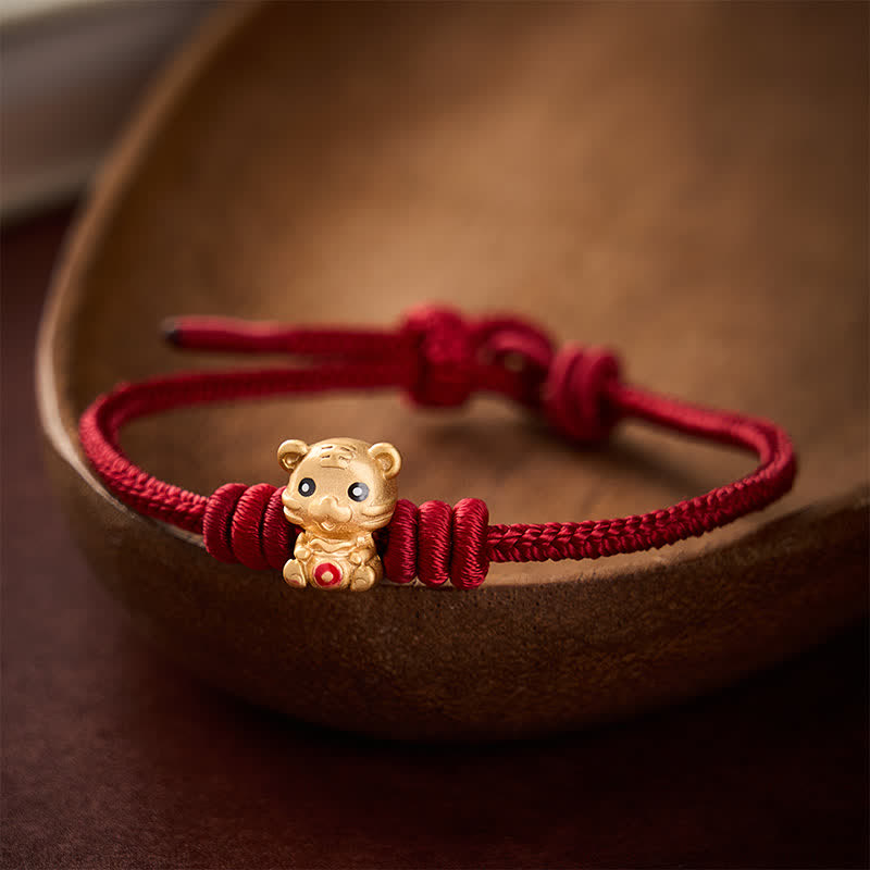 Tiger Money Bag Red String Luck Braided Rope Bracelet