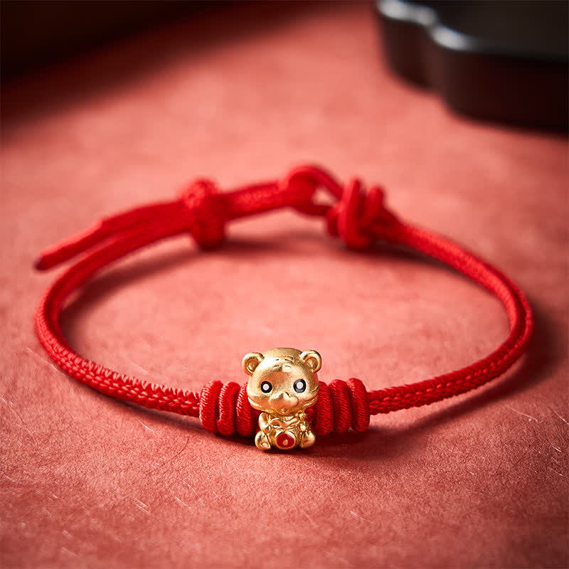 Tiger Money Bag Red String Luck Braided Rope Bracelet