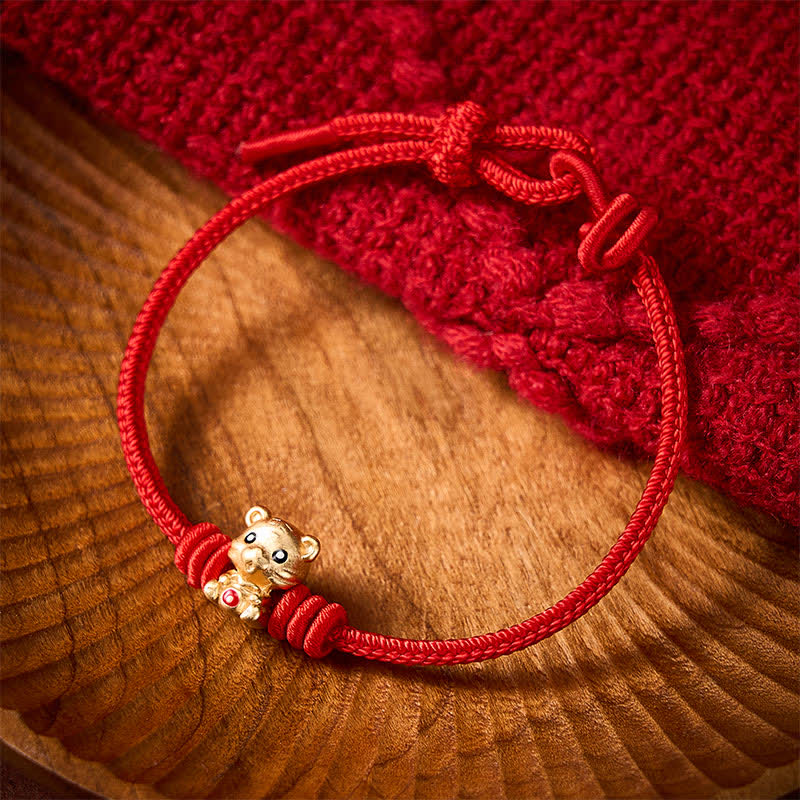 Tiger Money Bag Red String Luck Braided Rope Bracelet