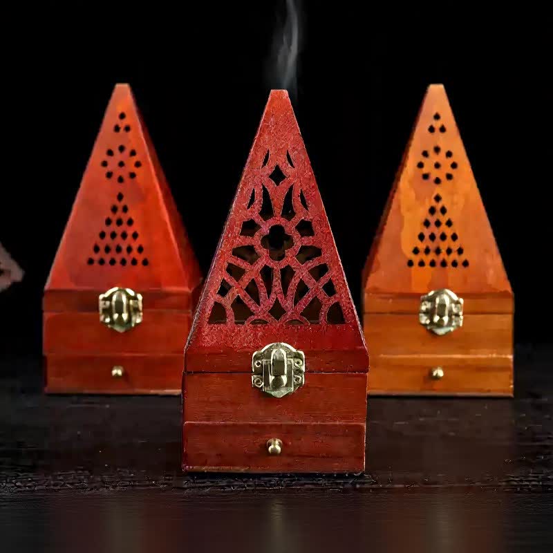 Natural Wood Square Ritual Box Purification Incense Burner