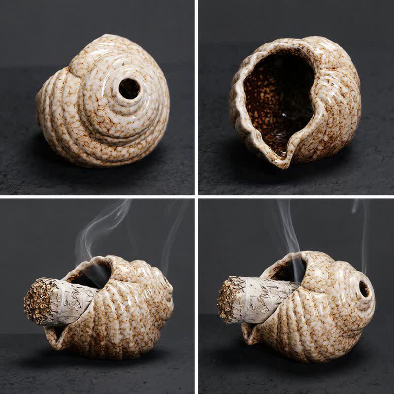 Ceramic Shankha Purification Conch Shell Incense Burners