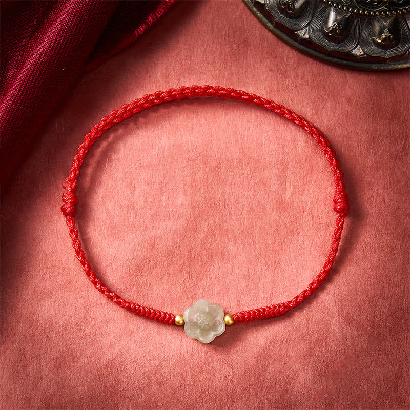 Natural Hetian Jade Peach Blossom Love Bead Bracelet