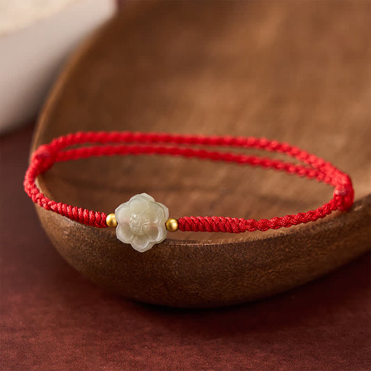 Natural Hetian Jade Peach Blossom Love Bead Bracelet