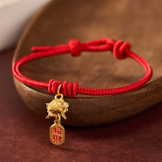 Copper Pi Xiu Fu Character Red String Wealth Bracelet