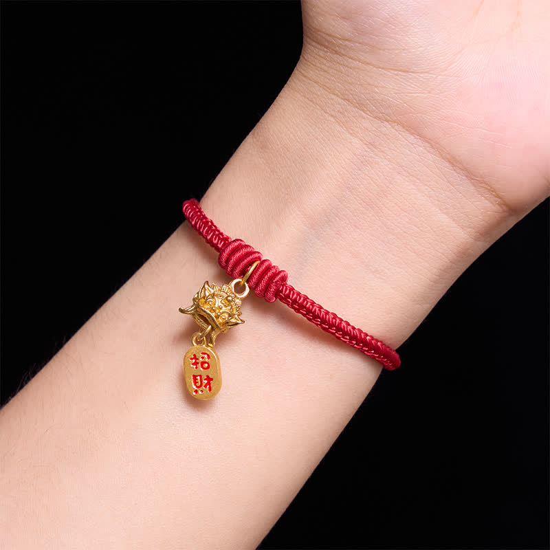 Copper Pi Xiu Fu Character Red String Wealth Bracelet