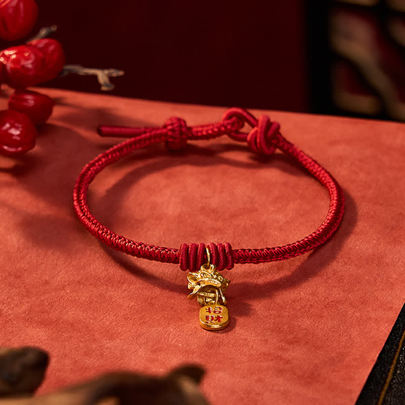 Copper Pi Xiu Fu Character Red String Wealth Bracelet