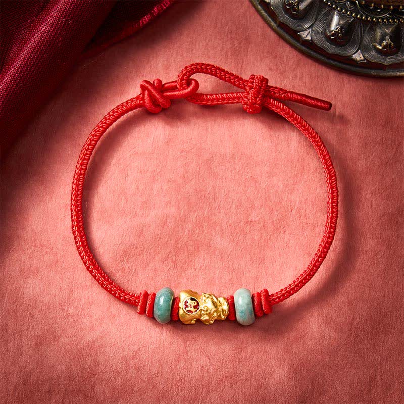 Alloy Pi Xiu Chinese Coin Red String Wealth Bracelet