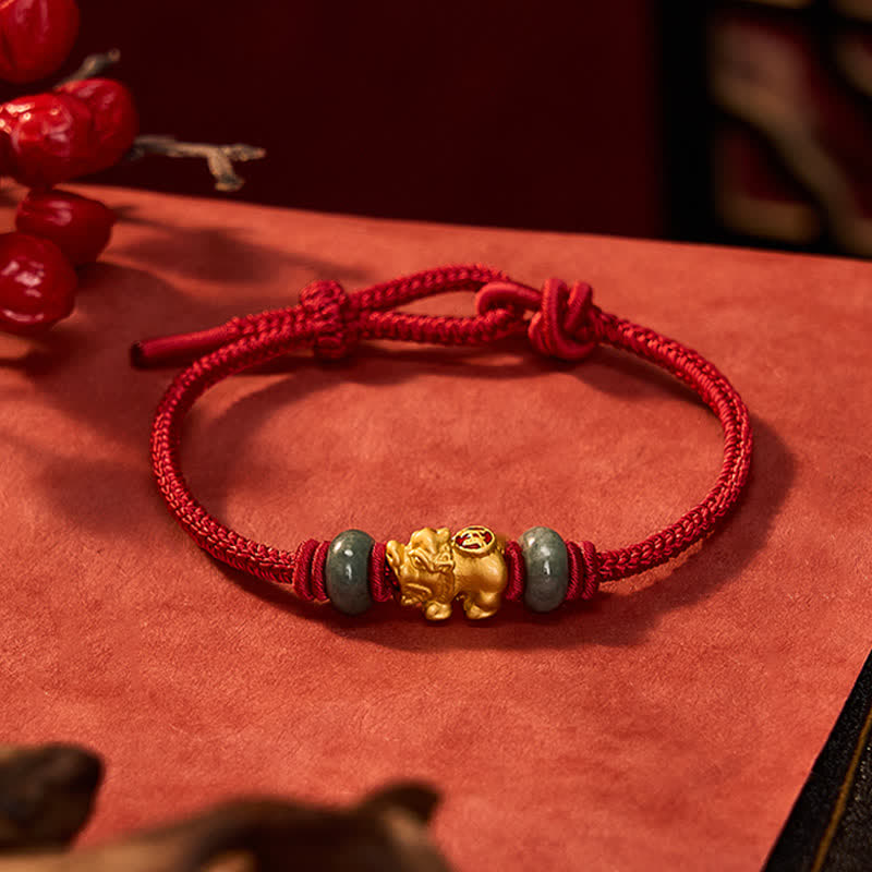 Alloy Pi Xiu Chinese Coin Red String Wealth Bracelet