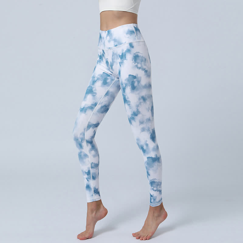 Flowers Leaves Print Sports Fitness Yoga High Waist Leggings Women's Yoga Pants