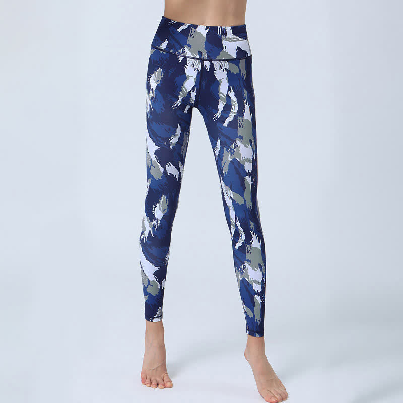 Flowers Leaves Print Sports Fitness Yoga High Waist Leggings Women's Yoga Pants