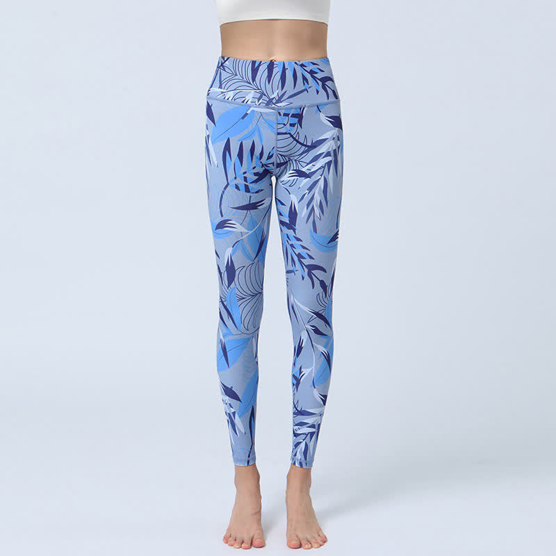 Flowers Leaves Print Sports Fitness Yoga High Waist Leggings Women's Yoga Pants