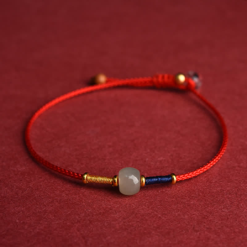 Adjustable Jade Round Bead Red String Harmony Bracelet Anklet