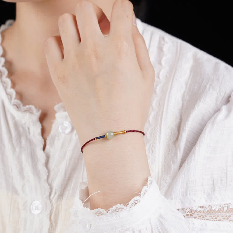 Adjustable Jade Round Bead Red String Harmony Bracelet Anklet
