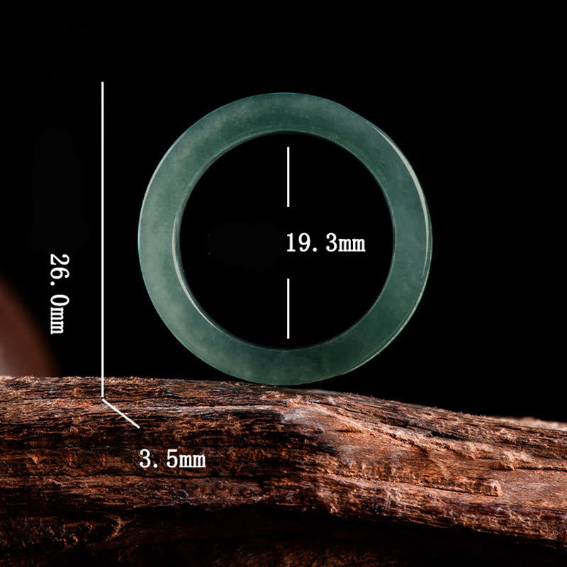 Natural Jade Om Mani Padme Hum Carved Prosperity Ring