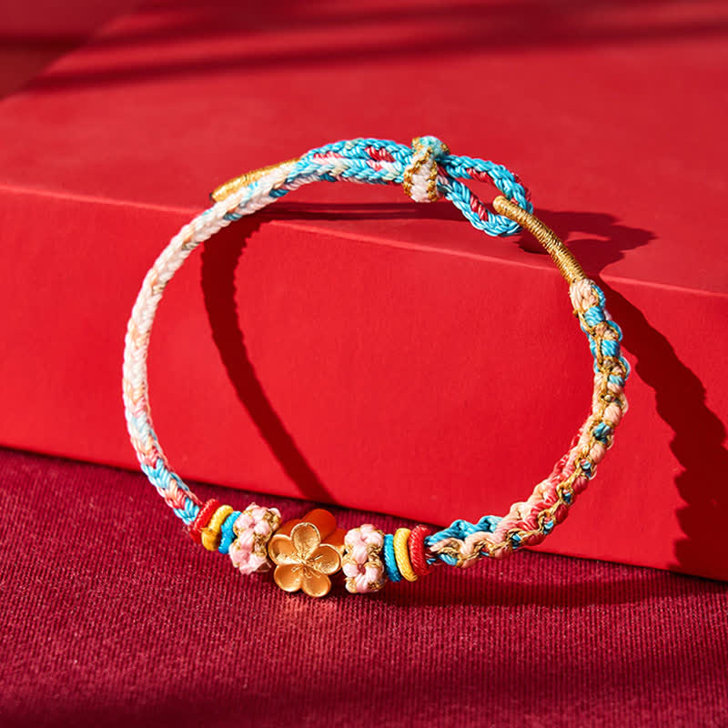 Hand-Woven Multicolor Peach Blossom Protection Rope Bracelet