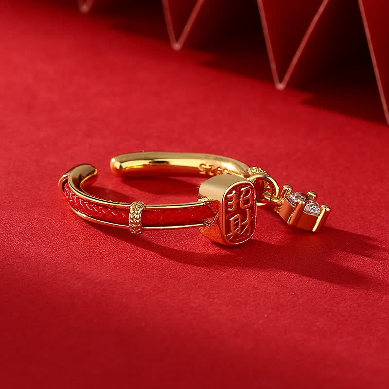 Copper Alloy Red String Lucky Wealth Charm Ring