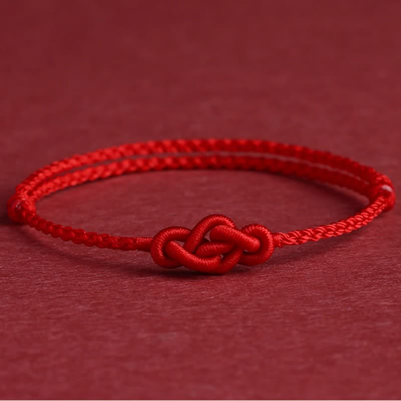 Minimalist Red String Chinese Knotting Prosperity Bracelet Anklet