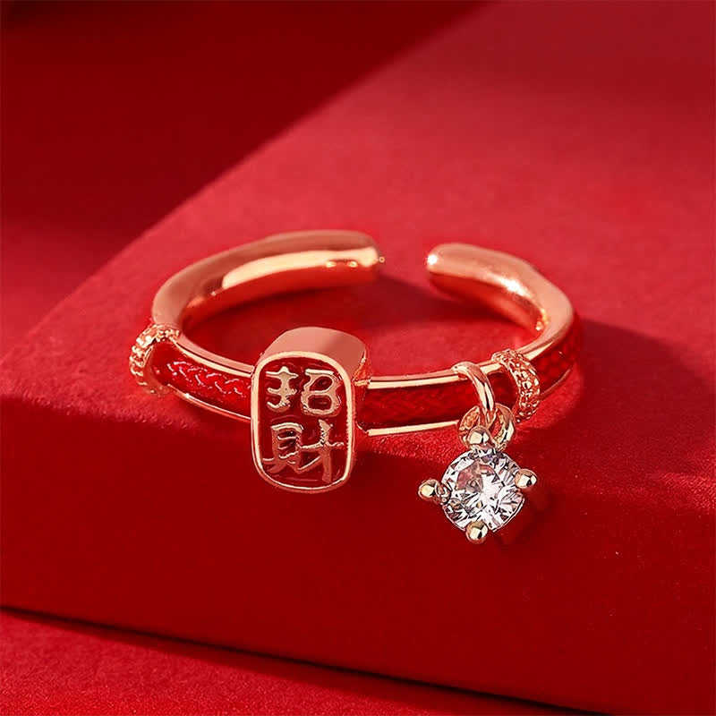 Copper Alloy Red String Lucky Wealth Charm Ring