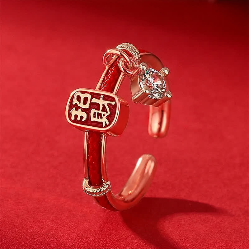Copper Alloy Red String Lucky Wealth Charm Ring