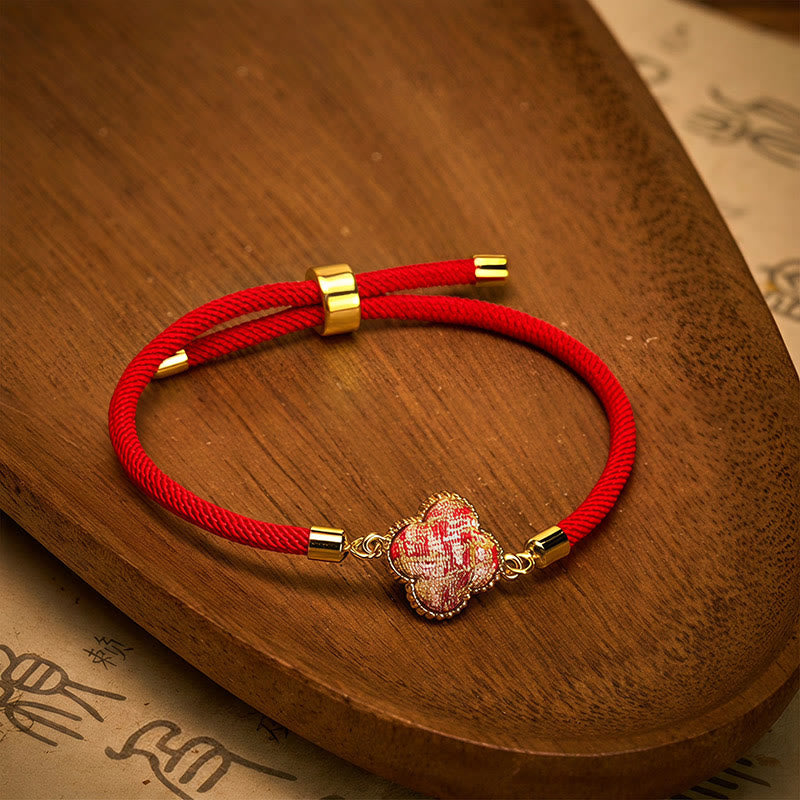 Red String Song Brocade Four-leaf Clover Luck Bracelet