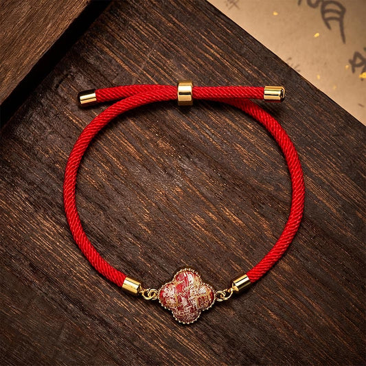 Red String Song Brocade Four-leaf Clover Luck Bracelet