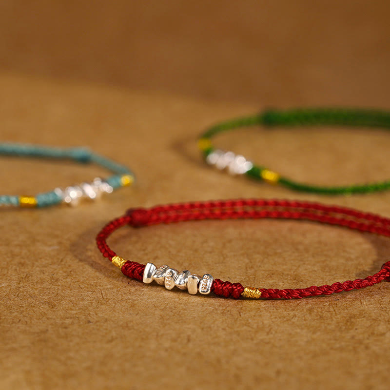 925 Sterling Silver String Protection Luck Ultra-Thin Braided Bracelet Anklet