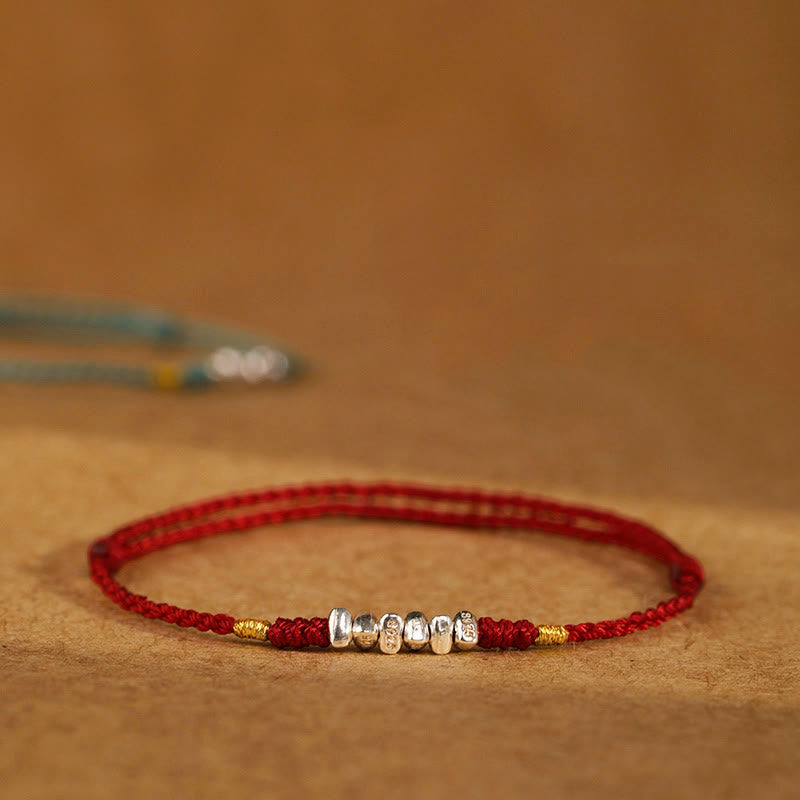 925 Sterling Silver String Protection Luck Ultra-Thin Braided Bracelet Anklet