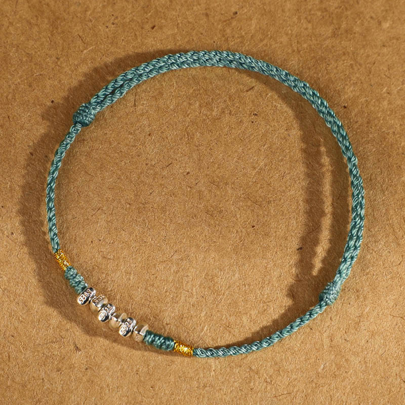 925 Sterling Silver String Protection Luck Ultra-Thin Braided Bracelet Anklet