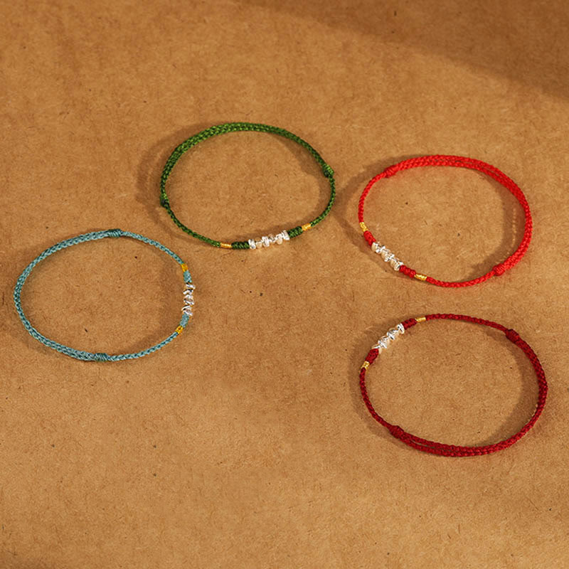 925 Sterling Silver String Protection Luck Ultra-Thin Braided Bracelet Anklet