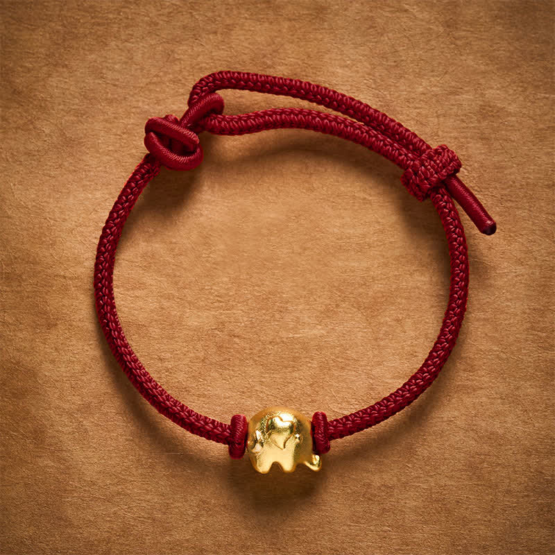 Red String Elephant Copper Protection Bracelet