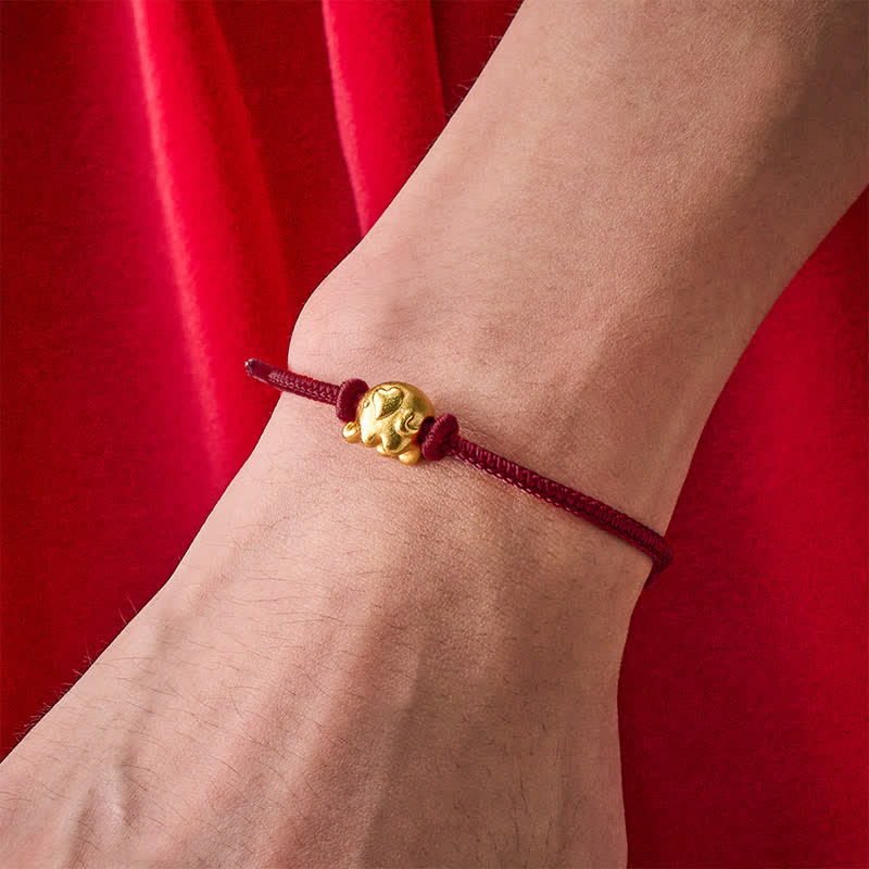 Red String Elephant Copper Protection Bracelet