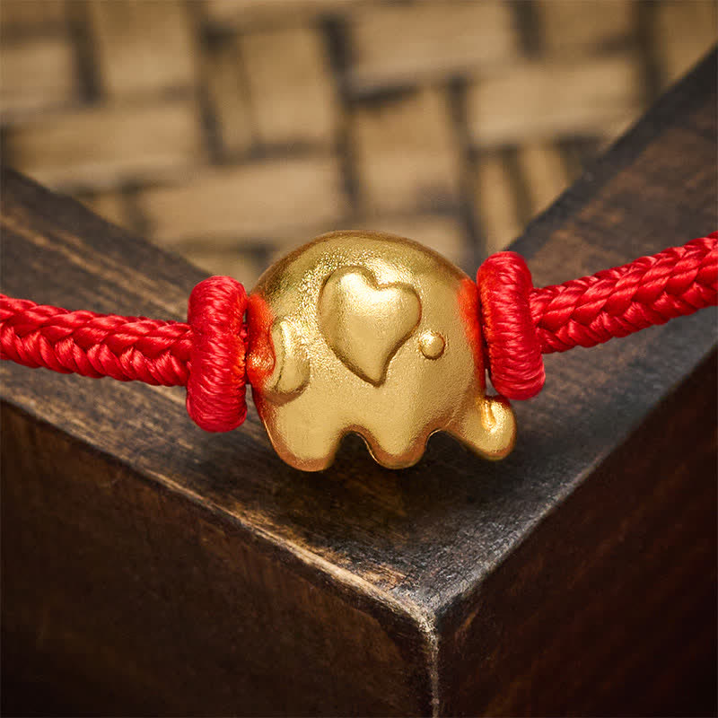 Red String Elephant Copper Protection Bracelet