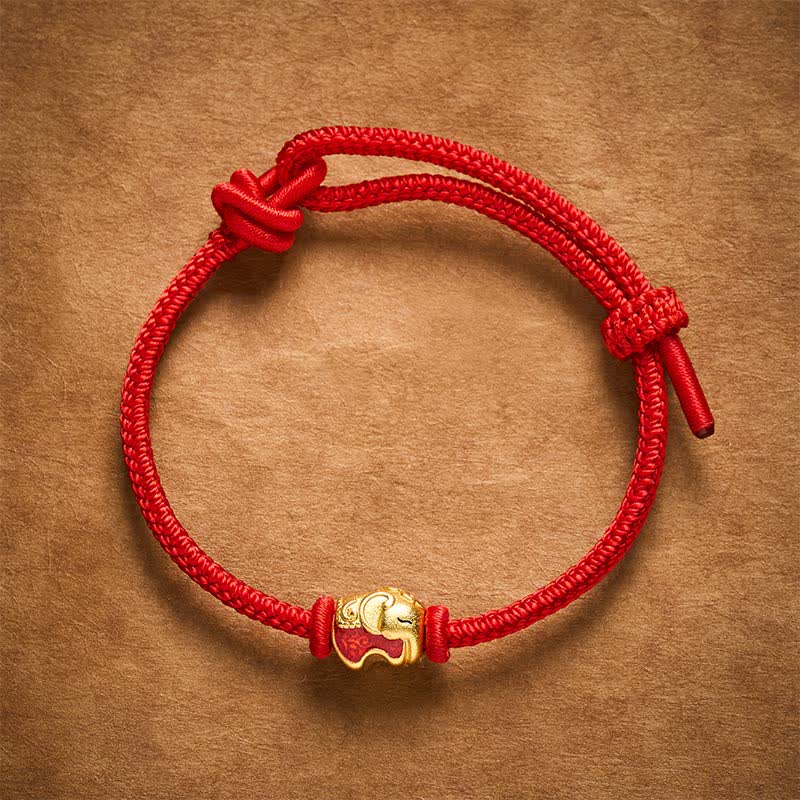 Red String Elephant Copper Faith Bracelet