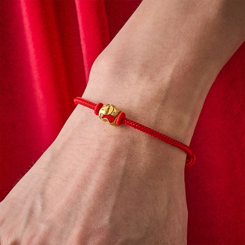 Red String Elephant Copper Faith Bracelet
