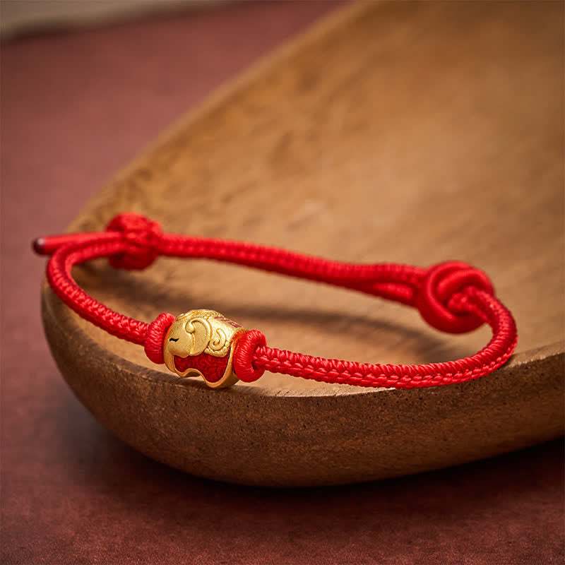 Red String Elephant Copper Faith Bracelet