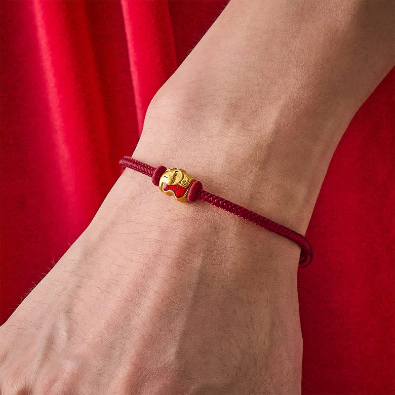 Red String Elephant Copper Faith Bracelet