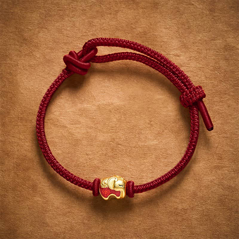Red String Elephant Copper Faith Bracelet
