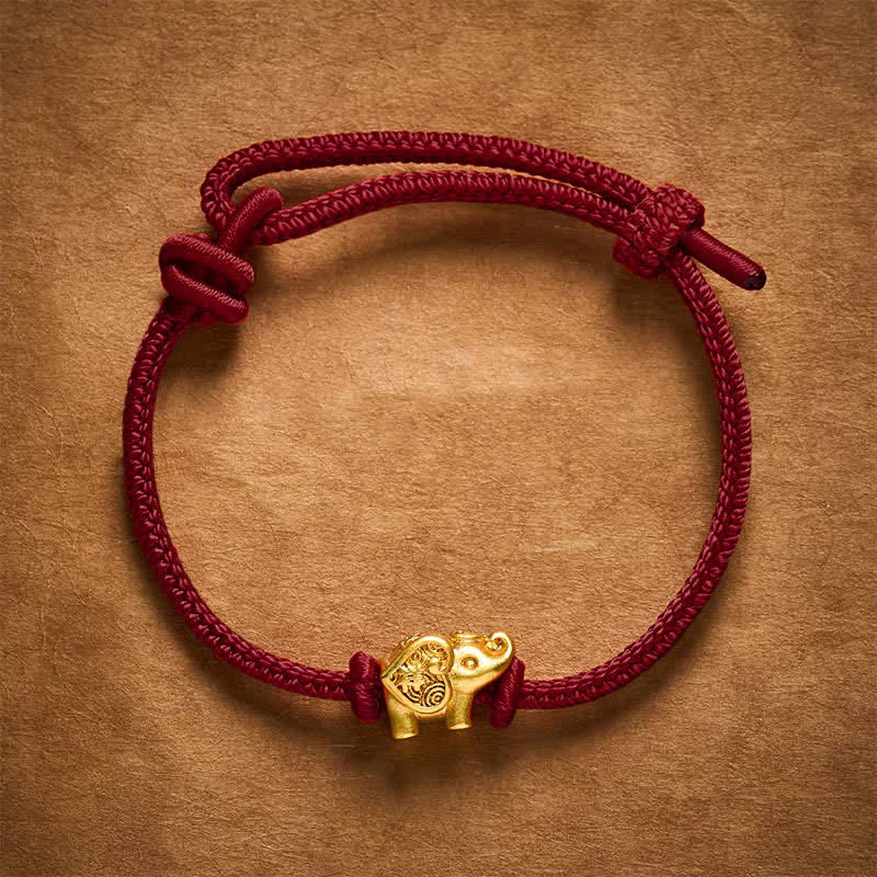 Elephant Red String Copper Strength Bracelet