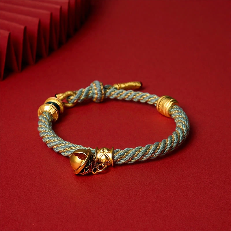Copper Enamel Bell Wisdom Tibetan Rope Bracelet