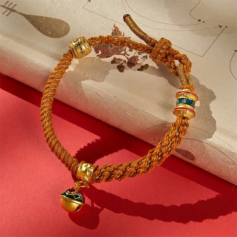 Copper Enamel Bell Wisdom Tibetan Rope Bracelet