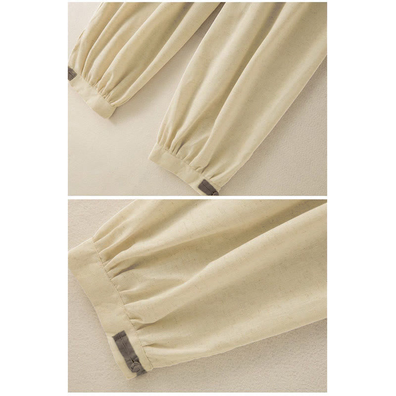 Plain Cotton Drawstring Women's Harem Pants With Pockets