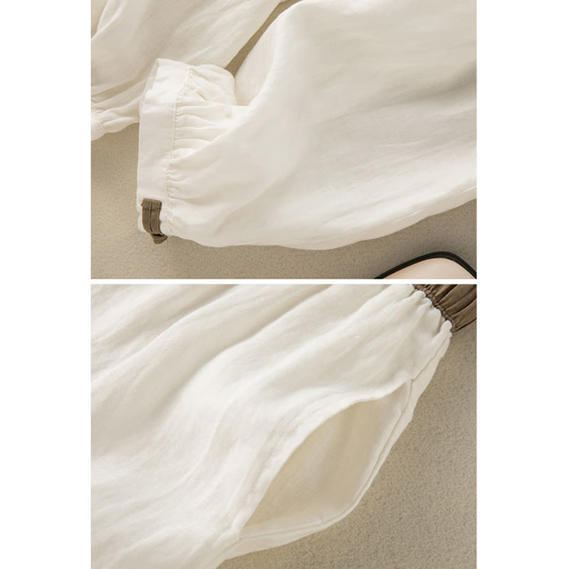 Plain Cotton Drawstring Women's Harem Pants With Pockets