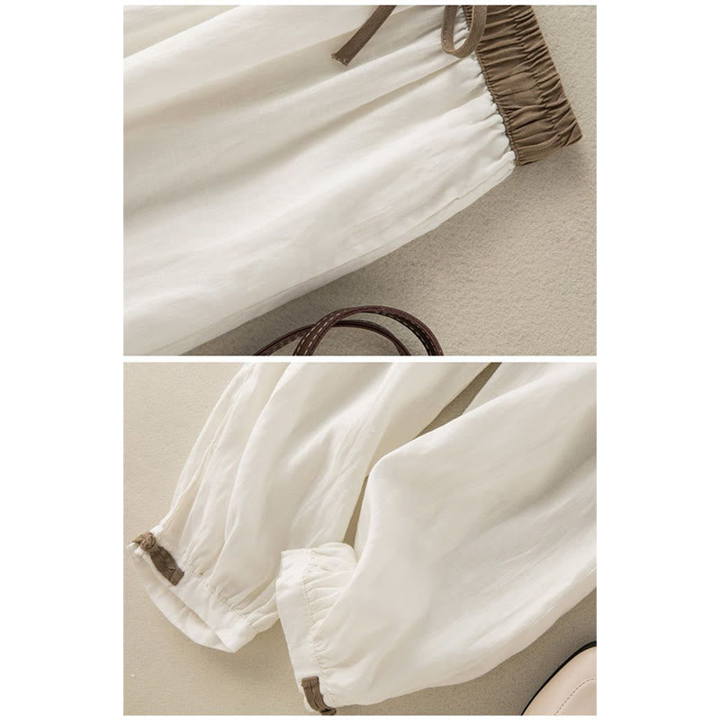 Plain Cotton Drawstring Women's Harem Pants With Pockets