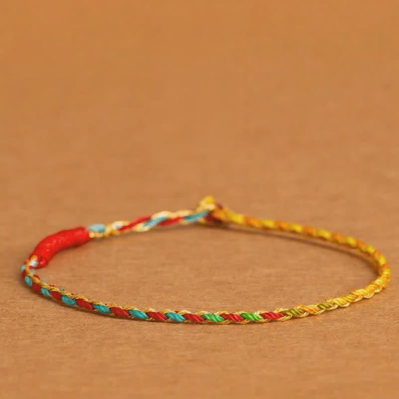 925 Sterling Silver Hand-Woven Multicolor Red String Faith Bracelet